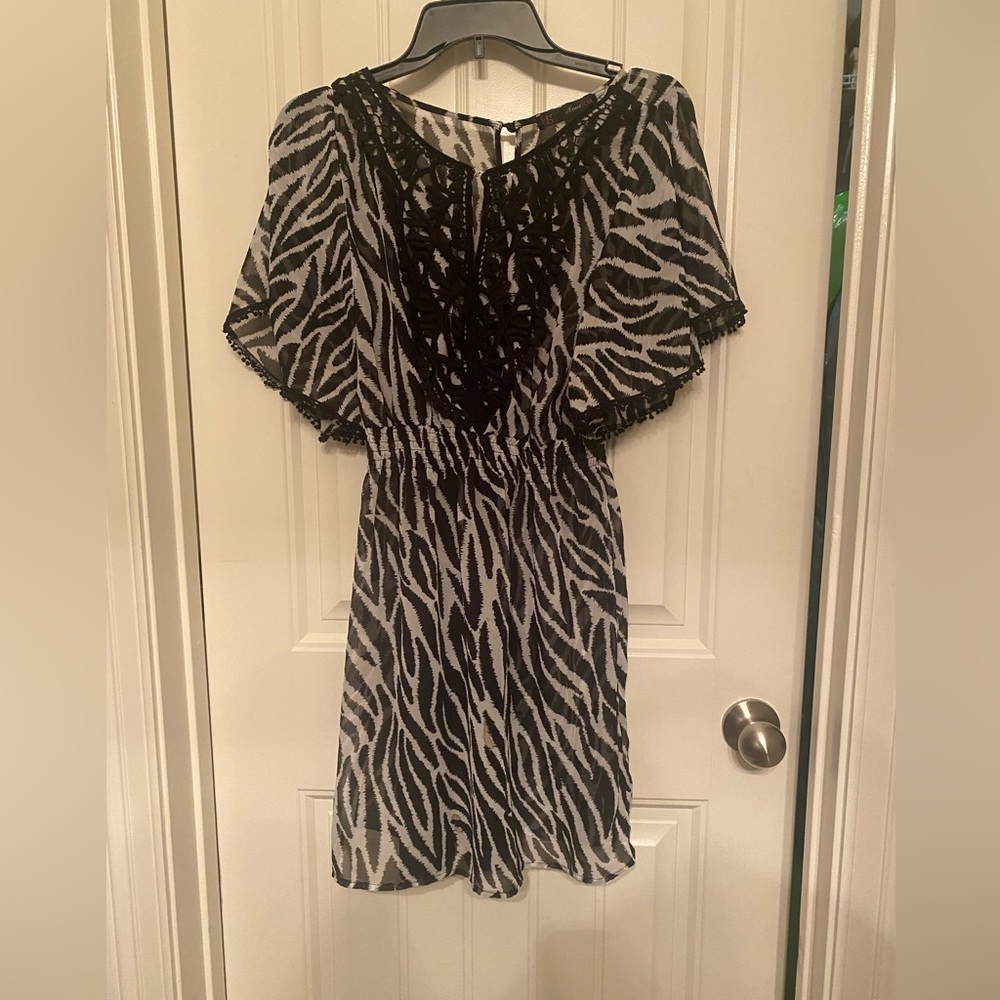 HeartSoul Black and White Zebra Print Kids Dress